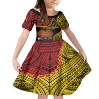 Personalised Papua New Guinea 49th Anniversary Family Matching Puletasi and Hawaiian Shirt Hapi De bilong Indipendens Papua Niugini LT9 Daughter's Dress Black - Polynesian Pride