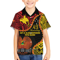 Personalised Papua New Guinea 49th Anniversary Family Matching Puletasi and Hawaiian Shirt Hapi De bilong Indipendens Papua Niugini LT9 Son's Shirt Black - Polynesian Pride