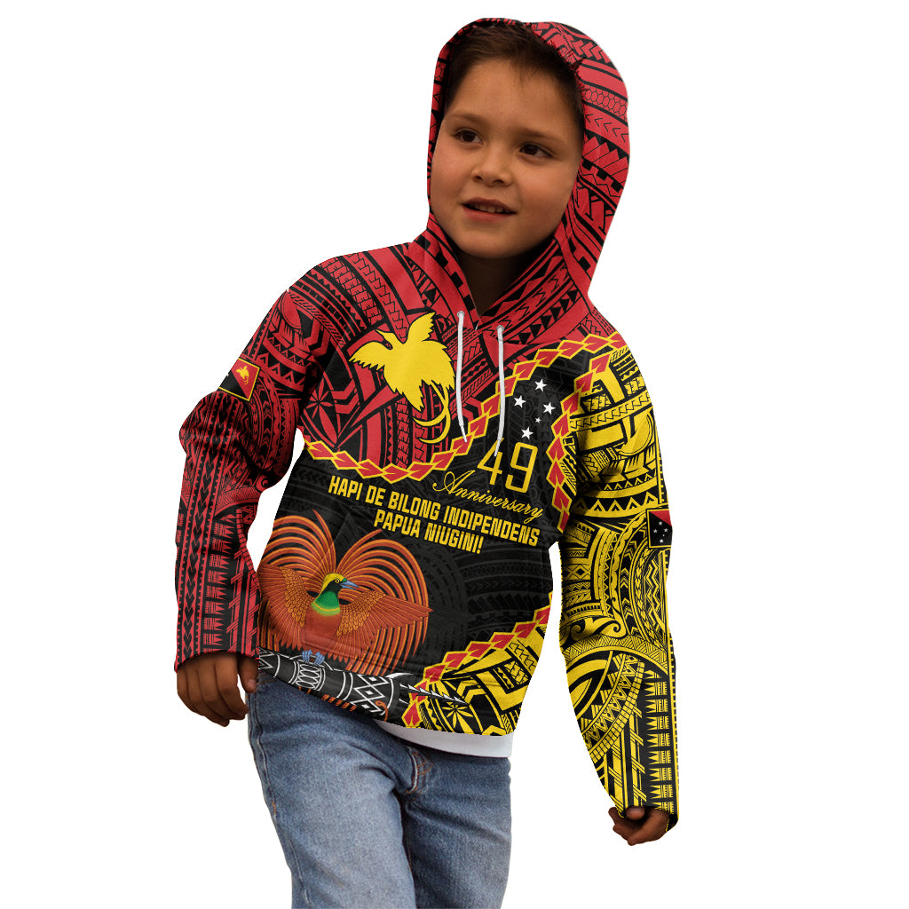Personalised Papua New Guinea 49th Anniversary Kid Hoodie Hapi De bilong Indipendens Papua Niugini
