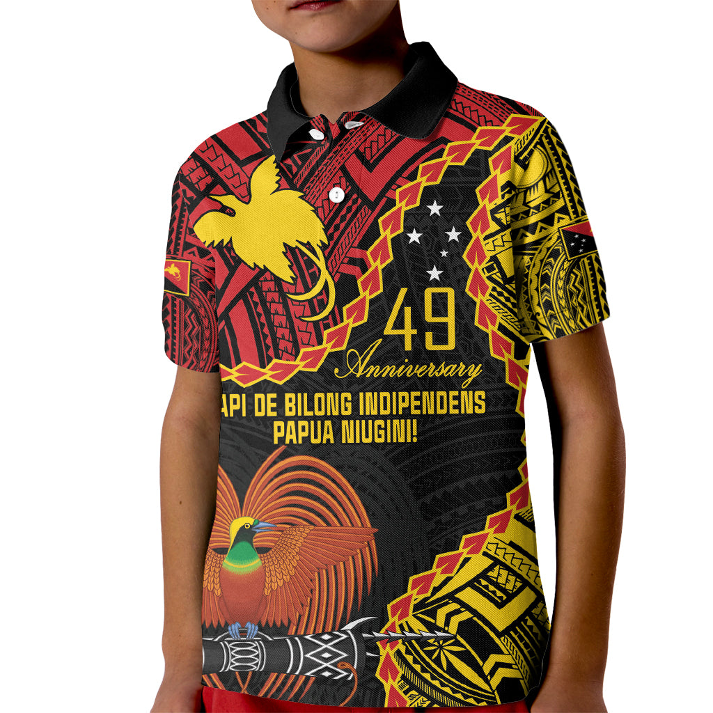 Personalised Papua New Guinea 49th Anniversary Kid Polo Shirt Hapi De bilong Indipendens Papua Niugini