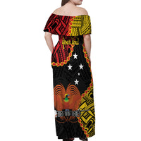 Personalised Papua New Guinea 49th Anniversary Off Shoulder Maxi Dress Hapi De bilong Indipendens Papua Niugini