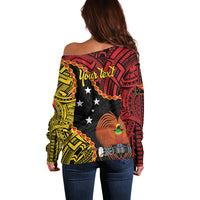 Personalised Papua New Guinea 49th Anniversary Off Shoulder Sweater Hapi De bilong Indipendens Papua Niugini
