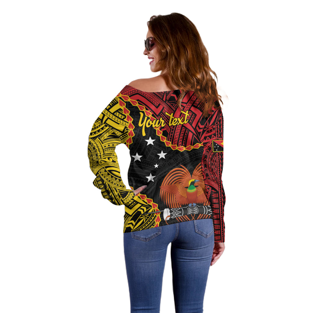 Personalised Papua New Guinea 49th Anniversary Off Shoulder Sweater Hapi De bilong Indipendens Papua Niugini