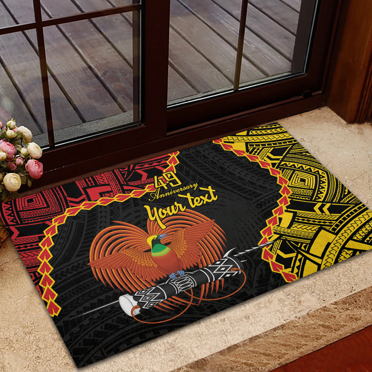 Personalised Papua New Guinea 49th Anniversary Rubber Doormat Hapi De bilong Indipendens Papua Niugini