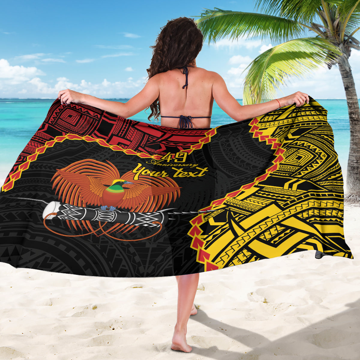 Personalised Papua New Guinea 49th Anniversary Sarong Hapi De bilong Indipendens Papua Niugini