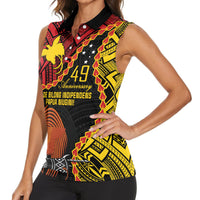 Personalised Papua New Guinea 49th Anniversary Women Sleeveless Polo Shirt Hapi De bilong Indipendens Papua Niugini