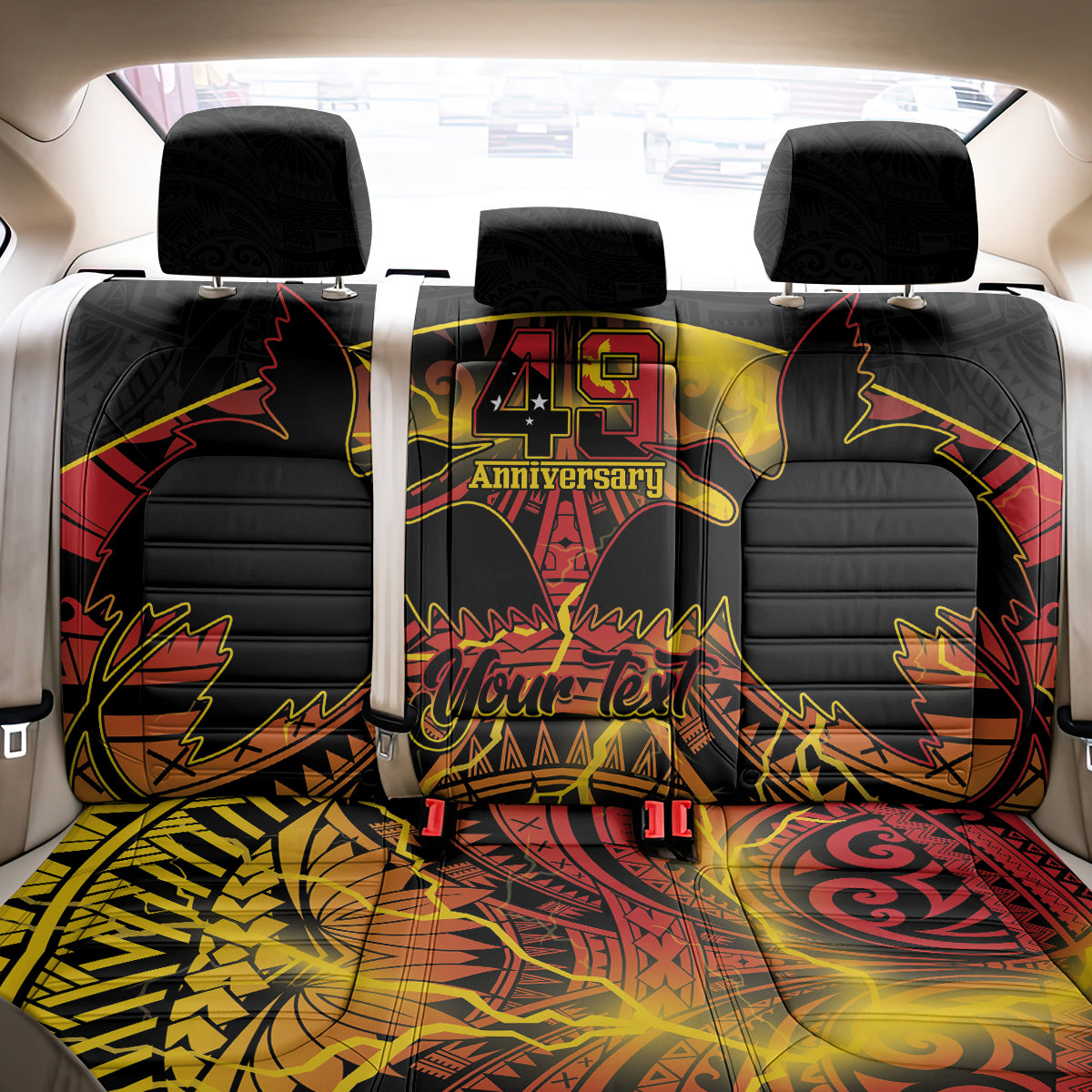 Personalised Papua New Guinea 49th Anniversary Back Car Seat Cover Bird of Paradise Unity In Diversity