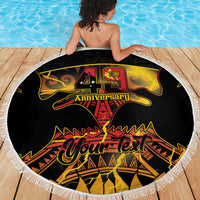 Personalised Papua New Guinea 49th Anniversary Beach Blanket Bird of Paradise Unity In Diversity