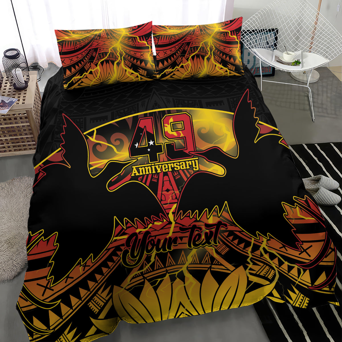 Personalised Papua New Guinea 49th Anniversary Bedding Set Bird of Paradise Unity In Diversity