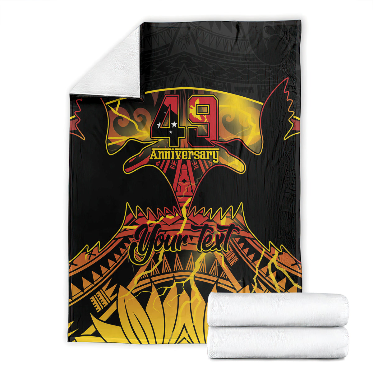 Personalised Papua New Guinea 49th Anniversary Blanket Bird of Paradise Unity In Diversity