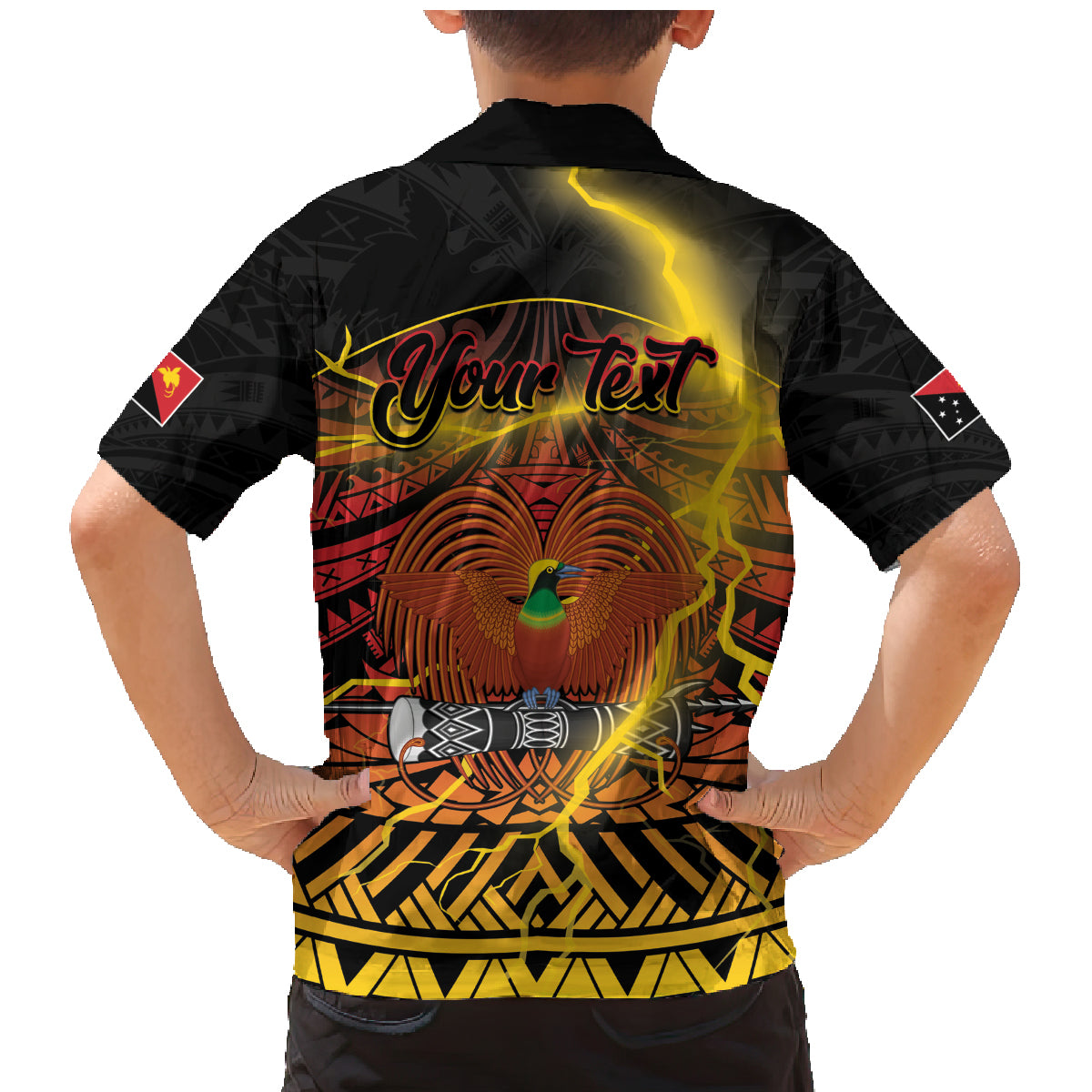 Personalised Papua New Guinea 49th Anniversary Family Matching Mermaid Dress and Hawaiian Shirt Bird of Paradise Unity In Diversity