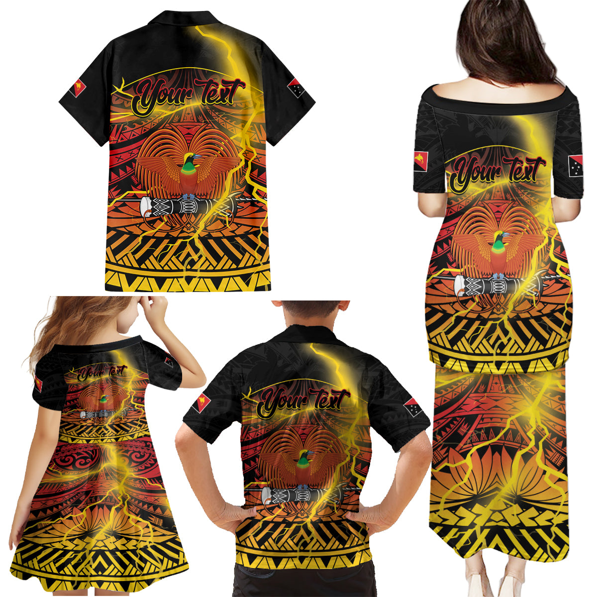 Personalised Papua New Guinea 49th Anniversary Family Matching Puletasi and Hawaiian Shirt Bird of Paradise Unity In Diversity LT9 - Polynesian Pride