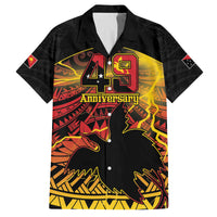 Personalised Papua New Guinea 49th Anniversary Family Matching Puletasi and Hawaiian Shirt Bird of Paradise Unity In Diversity LT9 Dad's Shirt - Short Sleeve Black - Polynesian Pride