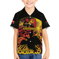 Personalised Papua New Guinea 49th Anniversary Family Matching Puletasi and Hawaiian Shirt Bird of Paradise Unity In Diversity LT9 Son's Shirt Black - Polynesian Pride