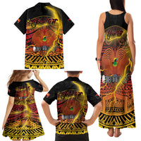 Personalised Papua New Guinea 49th Anniversary Family Matching Tank Maxi Dress and Hawaiian Shirt Bird of Paradise Unity In Diversity