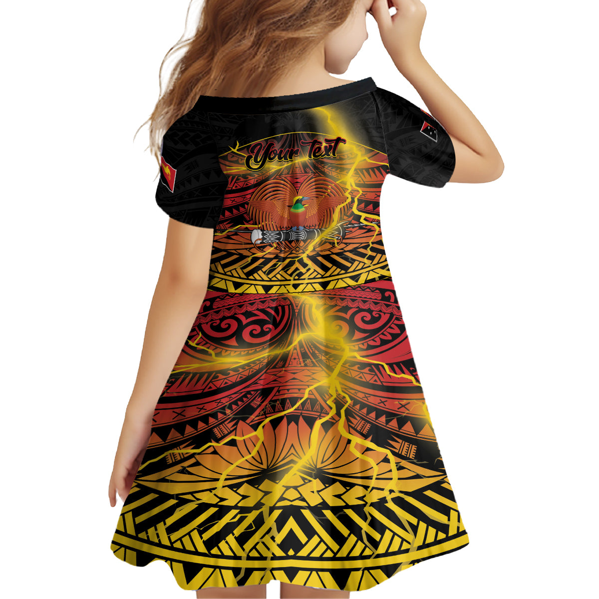 Personalised Papua New Guinea 49th Anniversary Kid Short Sleeve Dress Bird of Paradise Unity In Diversity
