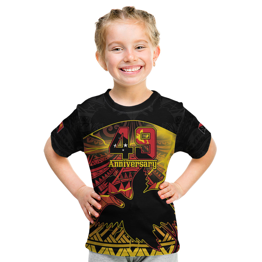 Personalised Papua New Guinea 49th Anniversary Kid T Shirt Bird of Paradise Unity In Diversity