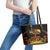 Personalised Papua New Guinea 49th Anniversary Leather Tote Bag Bird of Paradise Unity In Diversity