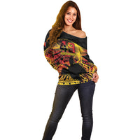 Personalised Papua New Guinea 49th Anniversary Off Shoulder Sweater Bird of Paradise Unity In Diversity