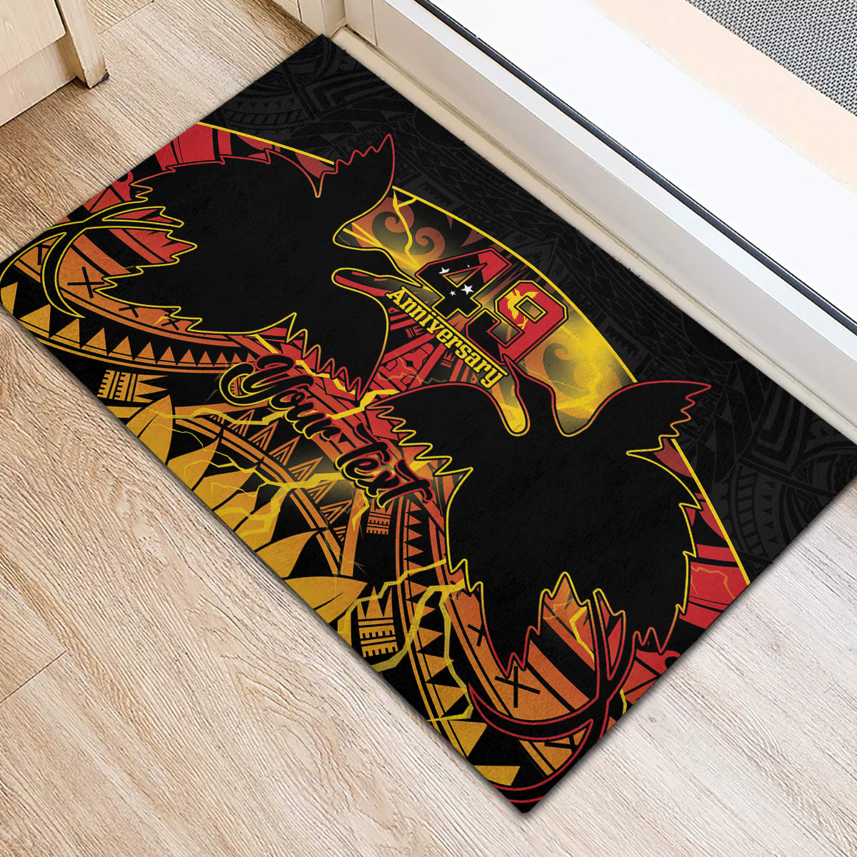 Personalised Papua New Guinea 49th Anniversary Rubber Doormat Bird of Paradise Unity In Diversity