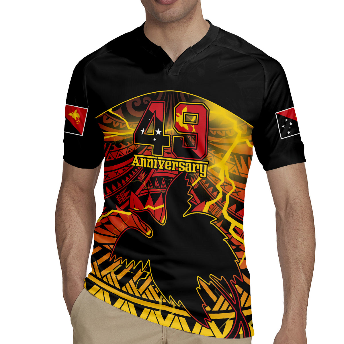 Personalised Papua New Guinea 49th Anniversary Rugby Jersey Bird of Paradise Unity In Diversity