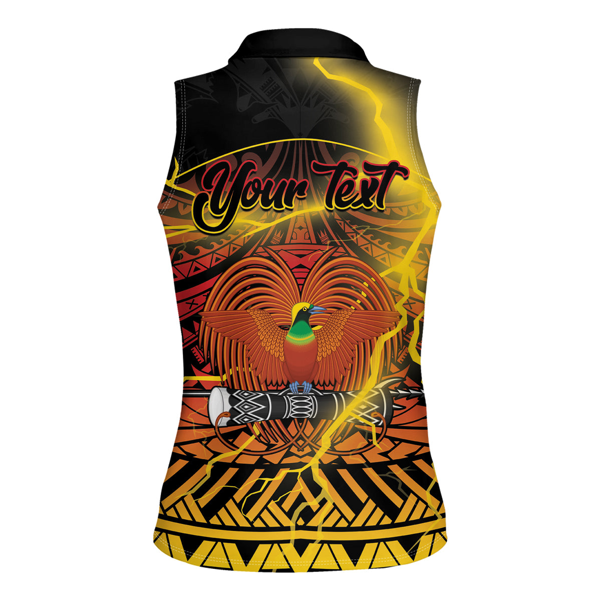 Personalised Papua New Guinea 49th Anniversary Women Sleeveless Polo Shirt Bird of Paradise Unity In Diversity