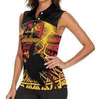 Personalised Papua New Guinea 49th Anniversary Women Sleeveless Polo Shirt Bird of Paradise Unity In Diversity
