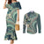 Hawaiian Hibiscus Tribal Vintage Motif Couples Matching Mermaid Dress and Long Sleeve Button Shirt Ver 1