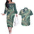 Hawaiian Hibiscus Tribal Vintage Motif Couples Matching Off The Shoulder Long Sleeve Dress and Hawaiian Shirt Ver 1