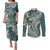 Hawaiian Hibiscus Tribal Vintage Motif Couples Matching Puletasi and Long Sleeve Button Shirt Ver 1