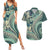 Hawaiian Hibiscus Tribal Vintage Motif Couples Matching Summer Maxi Dress and Hawaiian Shirt Ver 1