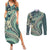 Hawaiian Hibiscus Tribal Vintage Motif Couples Matching Summer Maxi Dress and Long Sleeve Button Shirt Ver 1