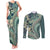 Hawaiian Hibiscus Tribal Vintage Motif Couples Matching Tank Maxi Dress and Long Sleeve Button Shirt Ver 1