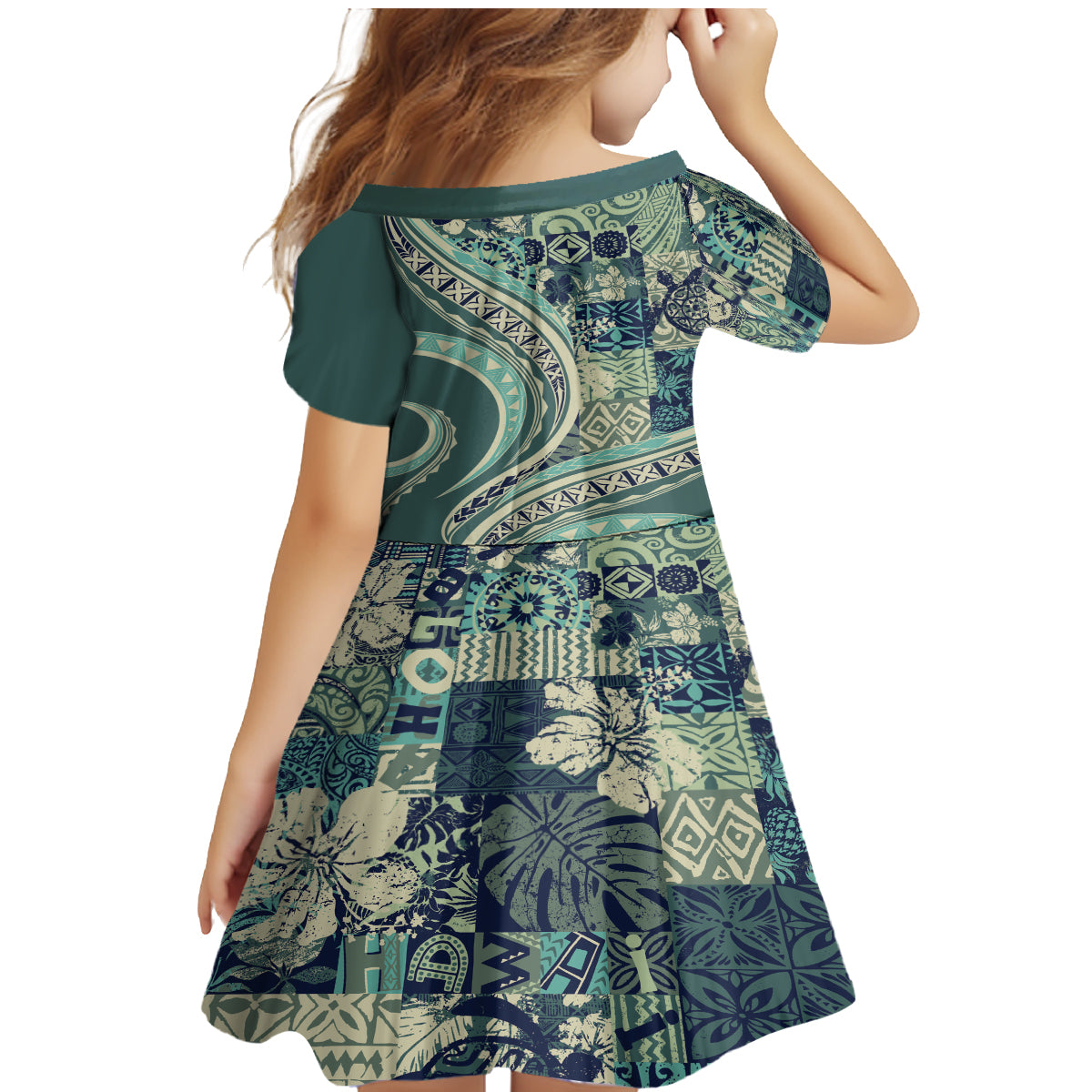Hawaiian Hibiscus Tribal Vintage Motif Family Matching Mermaid Dress and Hawaiian Shirt Ver 1