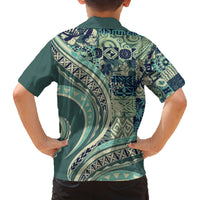 Hawaiian Hibiscus Tribal Vintage Motif Family Matching Tank Maxi Dress and Hawaiian Shirt Ver 1