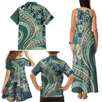 Hawaiian Hibiscus Tribal Vintage Motif Family Matching Tank Maxi Dress and Hawaiian Shirt Ver 1