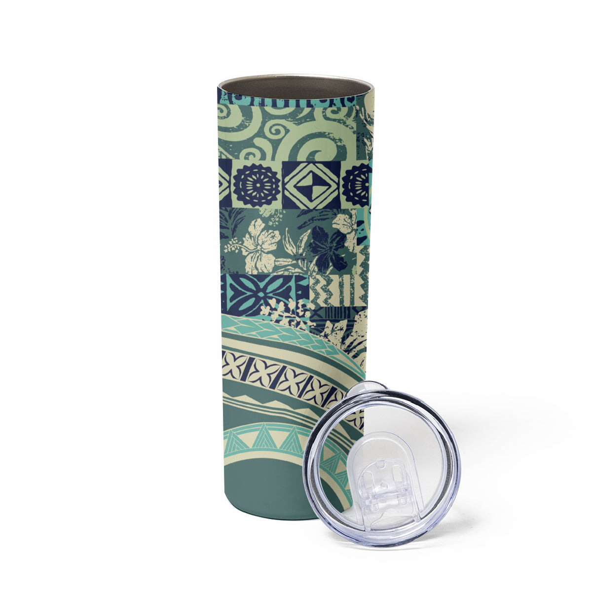 Hawaiian Hibiscus Tribal Vintage Motif Skinny Tumbler Ver 1