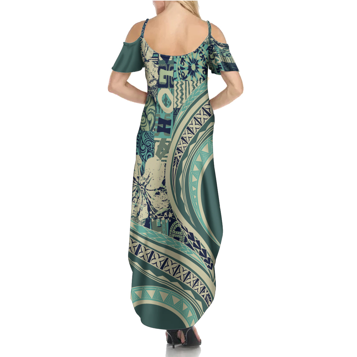 Hawaiian Hibiscus Tribal Vintage Motif Summer Maxi Dress Ver 1