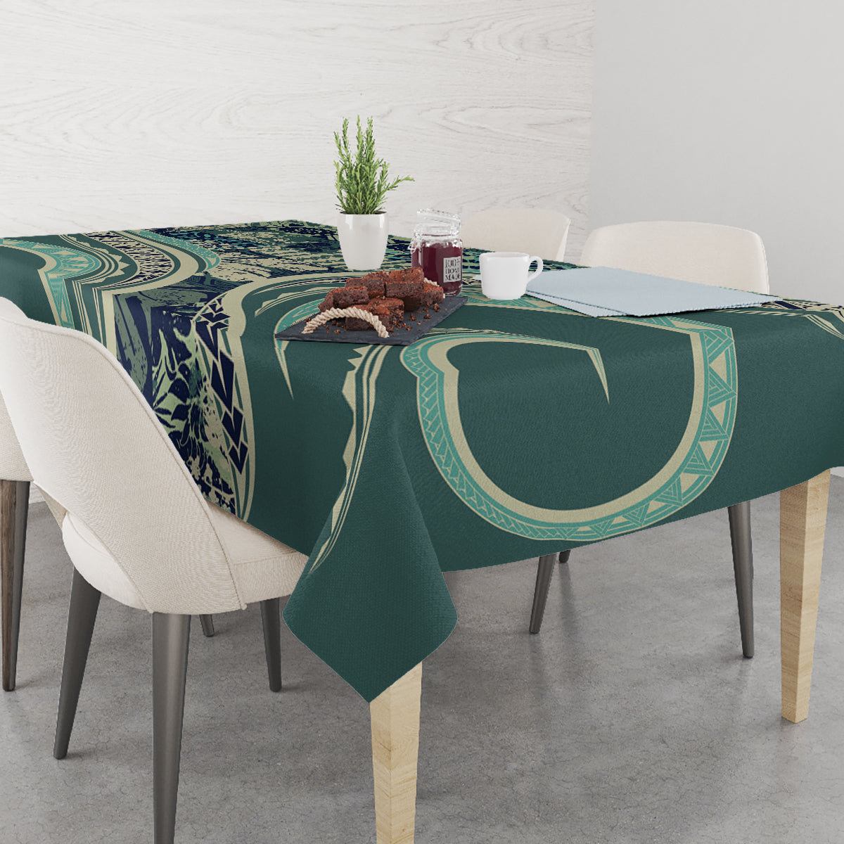 Hawaiian Hibiscus Tribal Vintage Motif Tablecloth Ver 1