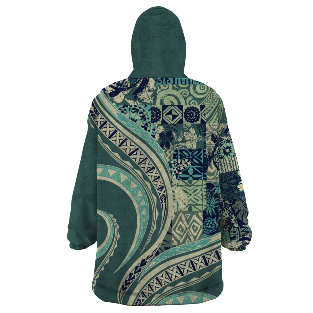 Hawaiian Hibiscus Tribal Vintage Motif Wearable Blanket Hoodie Ver 1