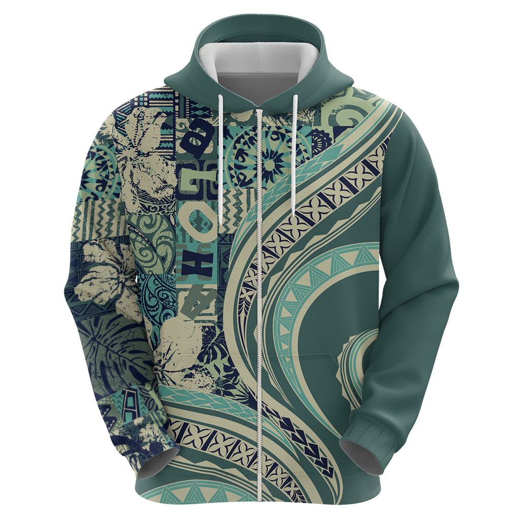 Hawaiian Hibiscus Tribal Vintage Motif Zip Hoodie Ver 1