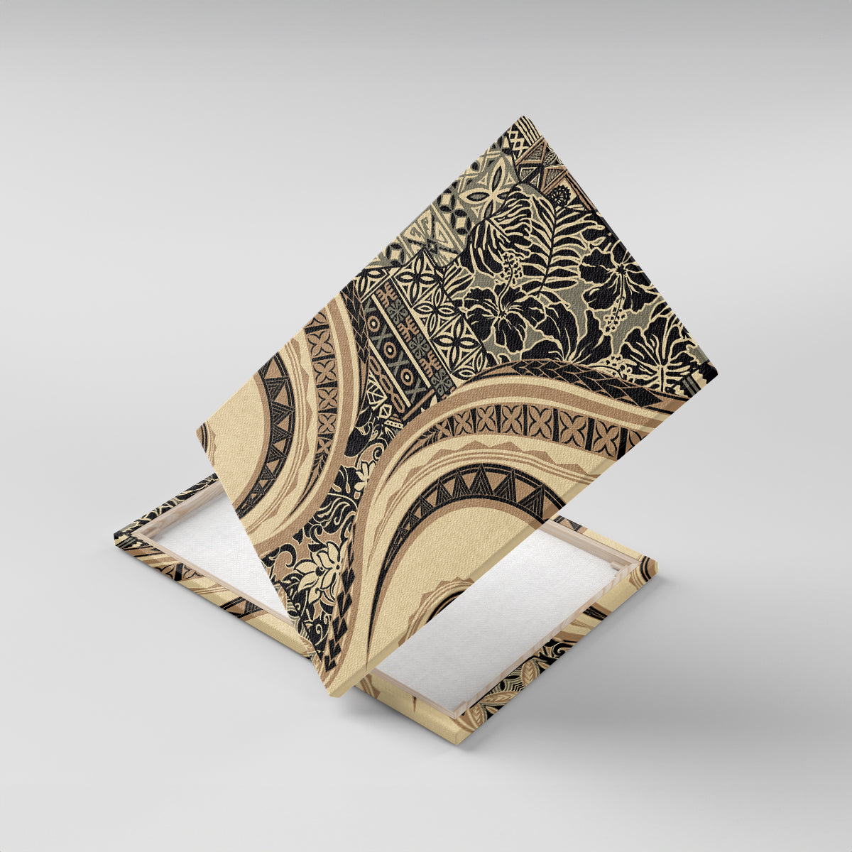 Hawaiian Hibiscus Tribal Vintage Motif Canvas Wall Art Ver 2