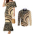 Hawaiian Hibiscus Tribal Vintage Motif Couples Matching Mermaid Dress and Long Sleeve Button Shirt Ver 2