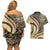 Hawaiian Hibiscus Tribal Vintage Motif Couples Matching Off Shoulder Short Dress and Hawaiian Shirt Ver 2