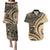 Hawaiian Hibiscus Tribal Vintage Motif Couples Matching Puletasi and Hawaiian Shirt Ver 2