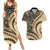 Hawaiian Hibiscus Tribal Vintage Motif Couples Matching Summer Maxi Dress and Hawaiian Shirt Ver 2