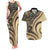 Hawaiian Hibiscus Tribal Vintage Motif Couples Matching Tank Maxi Dress and Hawaiian Shirt Ver 2