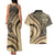 Hawaiian Hibiscus Tribal Vintage Motif Couples Matching Tank Maxi Dress and Hawaiian Shirt Ver 2