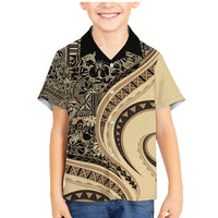 Hawaiian Hibiscus Tribal Vintage Motif Family Matching Mermaid Dress and Hawaiian Shirt Ver 2