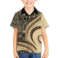 Hawaiian Hibiscus Tribal Vintage Motif Family Matching Tank Maxi Dress and Hawaiian Shirt Ver 2